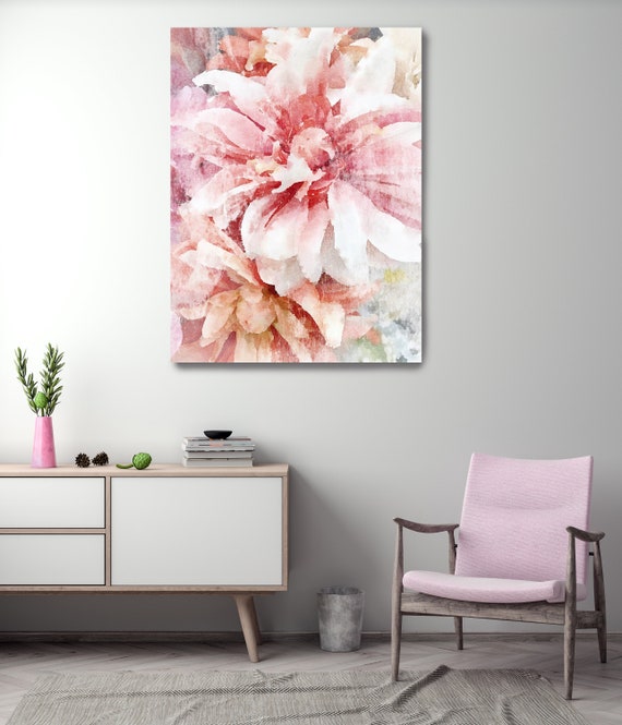 Pleasing Pinks 7, floral painting, pink art, floral art, shabby chic, Pink Floral Art, Pink Rustic Flowers Canvas Print