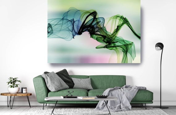 Green Pink Flow Modern Abstract Wall Art Decor, Abstract Canvas Print Modern Trendy Wall art Luxury Abstract Painting