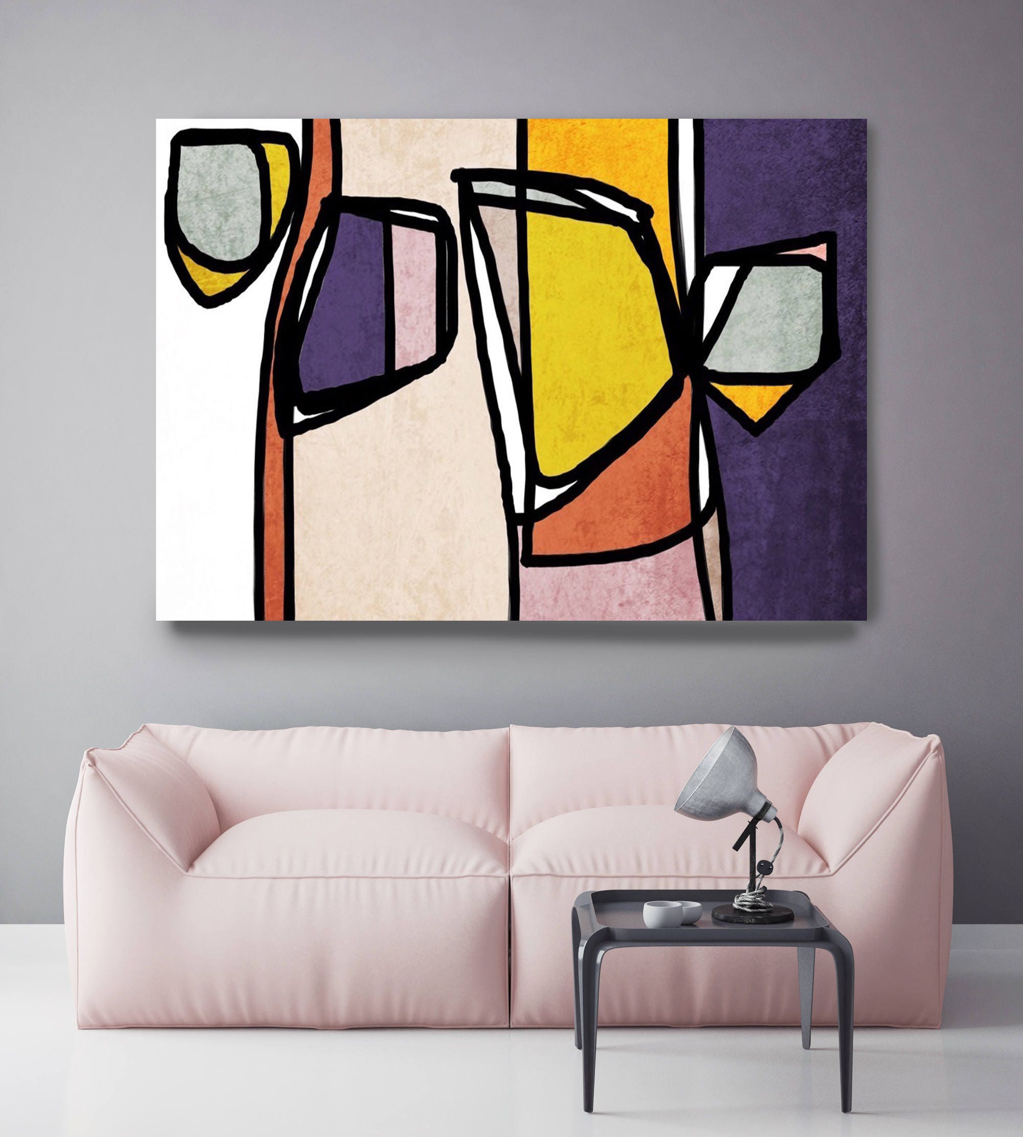 Vibrant Colorful Abstract013. MidCentury Modern Pink