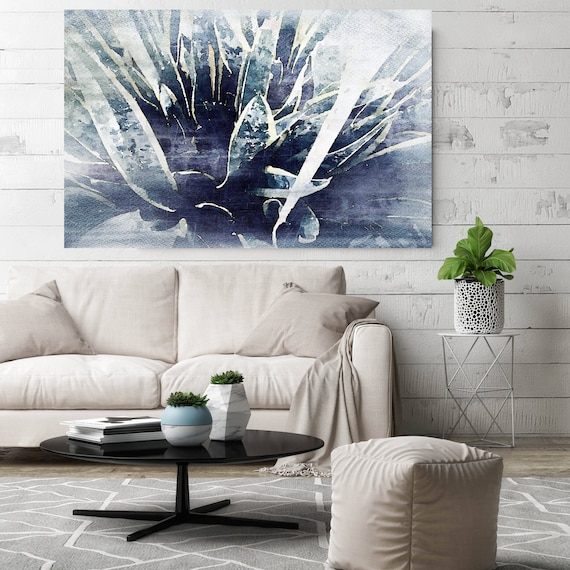 Rustic Succulent.  Blue Green Rustic Succulent Canvas Art Print, Succulent Extra Large Canvas Art Print up to 72"