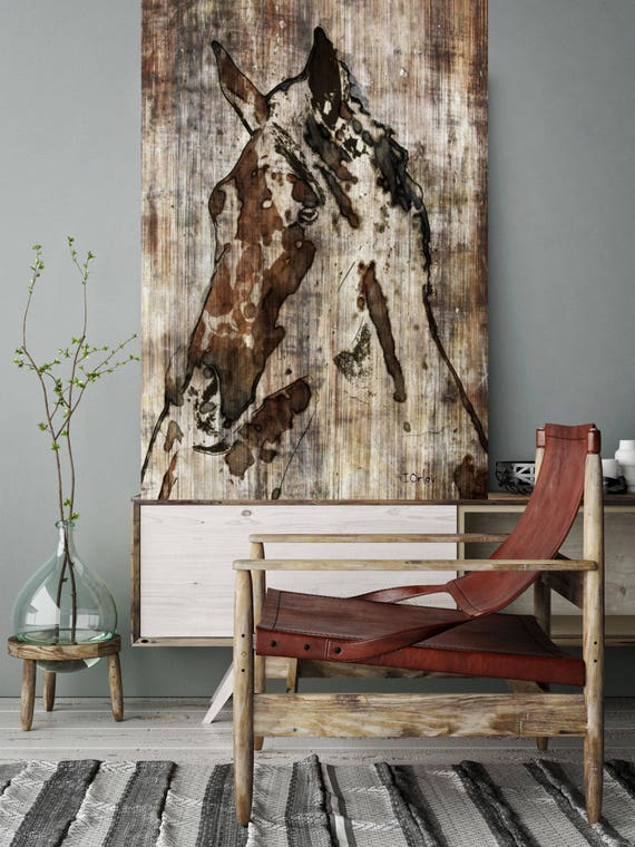 Thumper. Extra Large Horse, Unique Horse Wall Decor, Brown Rustic Horse, Large Contemporary Canvas Art Print up to 72" by Irena Orlov