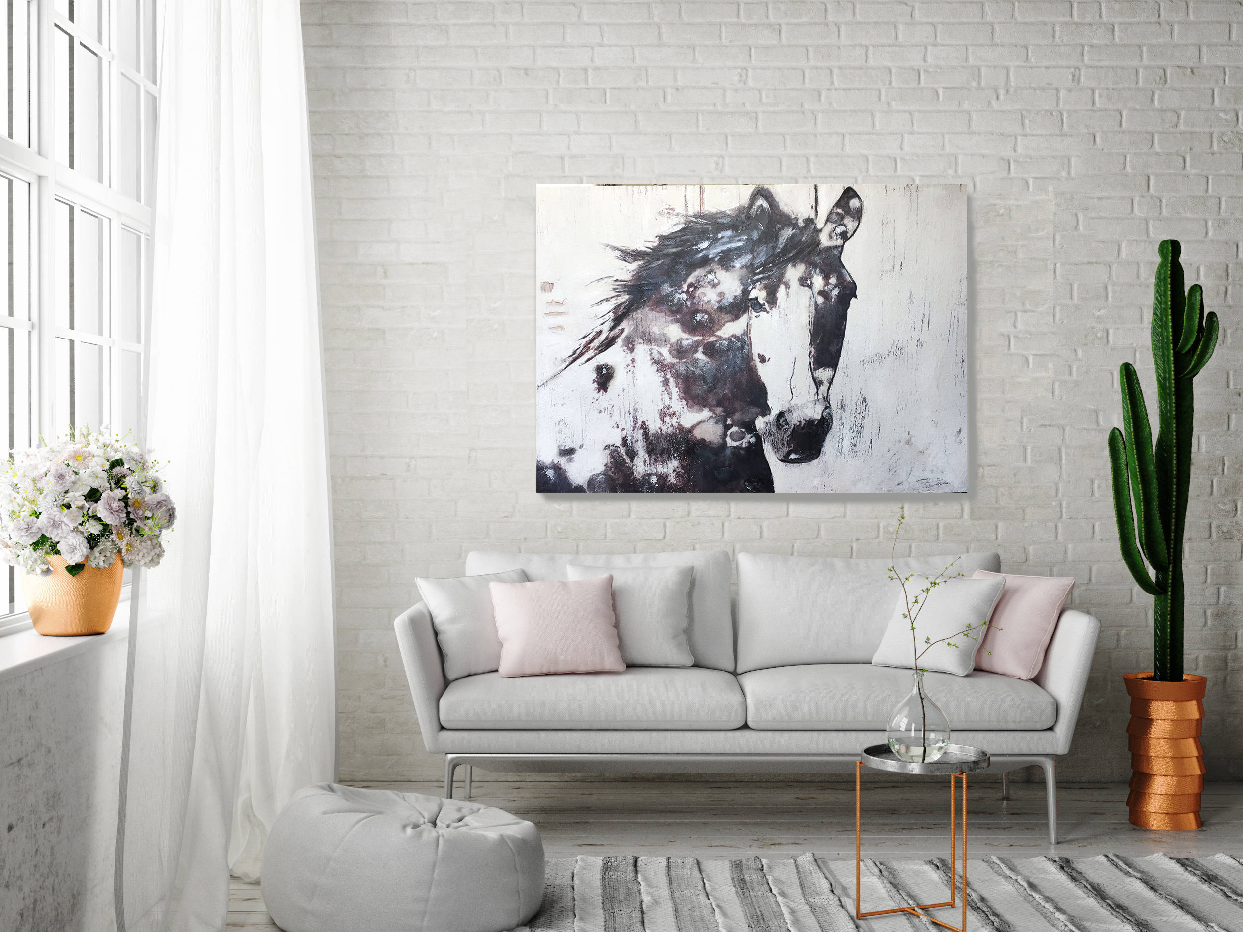 Gorgeous Horse. Heavy Textured Extra Large Horse Art, Horse Decor