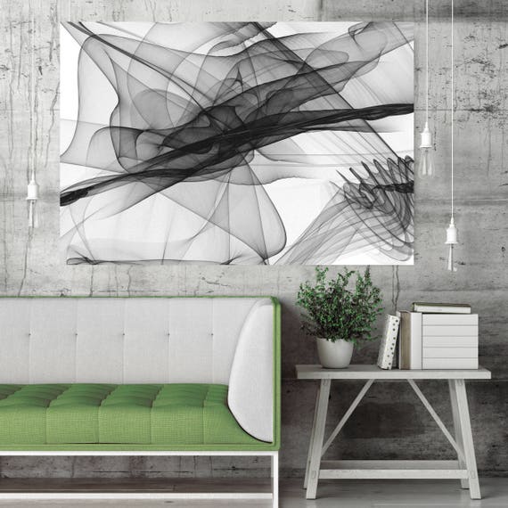 Abstract Black and White 18-25-26. Contemporary Unique Abstract Wall Decor, Large Contemporary Canvas Art Print up to 72" by Irena Orlov