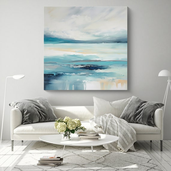 Blue Horizon Bliss-16.,  / Blue Coastal Canvas Print, Large Wall Art, Abstract Beach Canvas Print, Custom Sea Wall Art