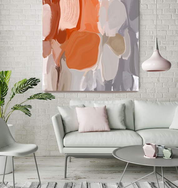 Positive Energy 1, Colorful Blur Abstract Painting, Orange Gray Canvas Art Print up to 48" by Irena Orlov