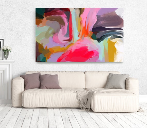 The Color Movement 10, Abstract Painting Modern Wall Art Painting Canvas Art Print Art Modern Pink Red Blue Green up to 80" by Irena Orlov