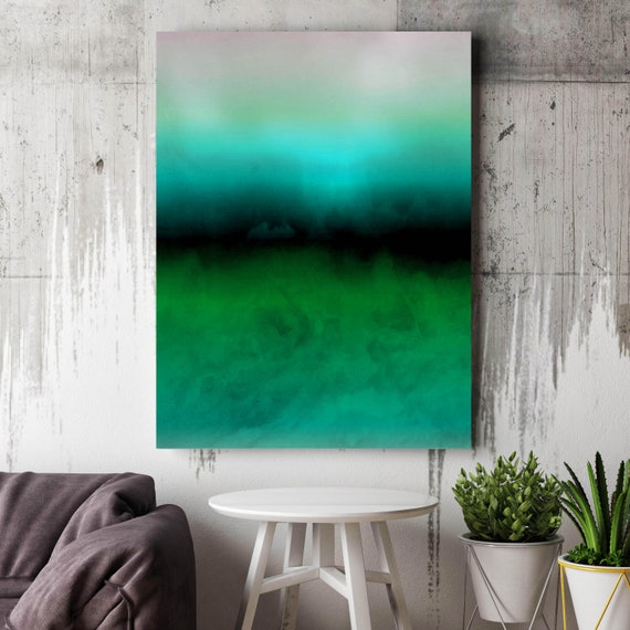 Abstract Minimalist Rothko Inspired 1-26. Abstract Painting Giclee of Original Wall Art, Blue Green Large Canvas Art Print up to 72"