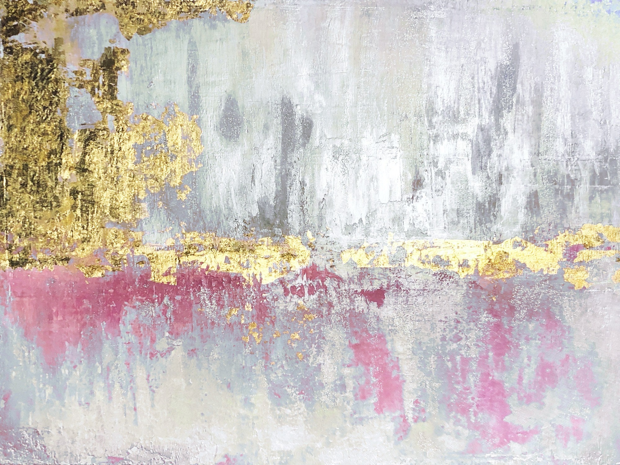 Golden Pink Blue Abstract Painting Gold Pink Modern Art Abstract