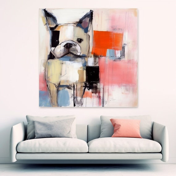 Dogs Canvas Wall Art Print | Wall Art Canvas | Canvas Painting | Abstract Art Print | Livingroom Décor | Pet Painting | Home Decoration