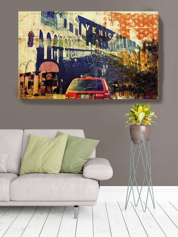 Venice Art Crawl. Extra Large Architectural Cityscape Canvas Art Print. Rustic Brown URBAN Canvas Art Print up to 72" by Irena Orlov