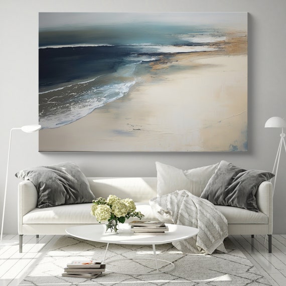 Oceans of Tranquility-20 / Ocean Wave Canvas Print, Large Wall Art, Abstract Beach Canvas Print, Custom Blue Sea Wall Art Living Room Decor