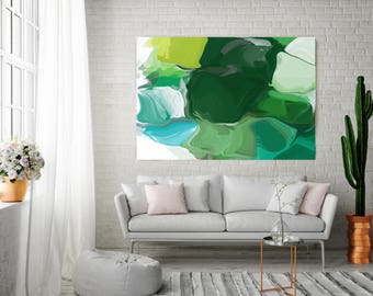 Ode To Spring. Green Abstract Paintings Art, Extra Large Abstract Colorful Contemporary Canvas Art Print up to 72" by Irena Orlov