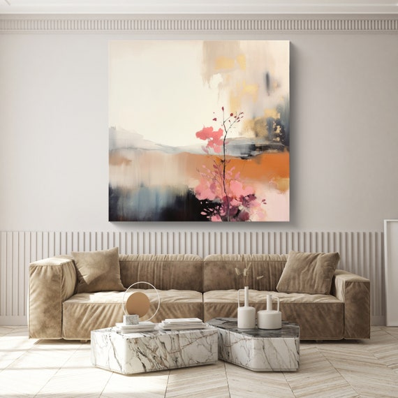 Serenity in Neutrals-2| Minimalist Landscape Painting | Pink Neutral Landscape Art | Abstract Landscape Art | Landscape Canvas Print