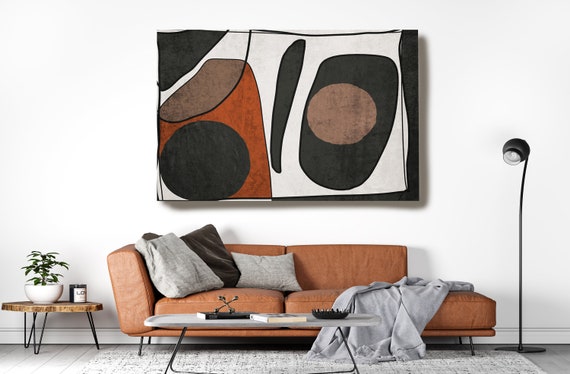 Copper Brown Painting, Large Textured Wall Art, Modern Art Contemporary, Abstract Canvas Art Print N-10-98  Organic Shapes and Lines