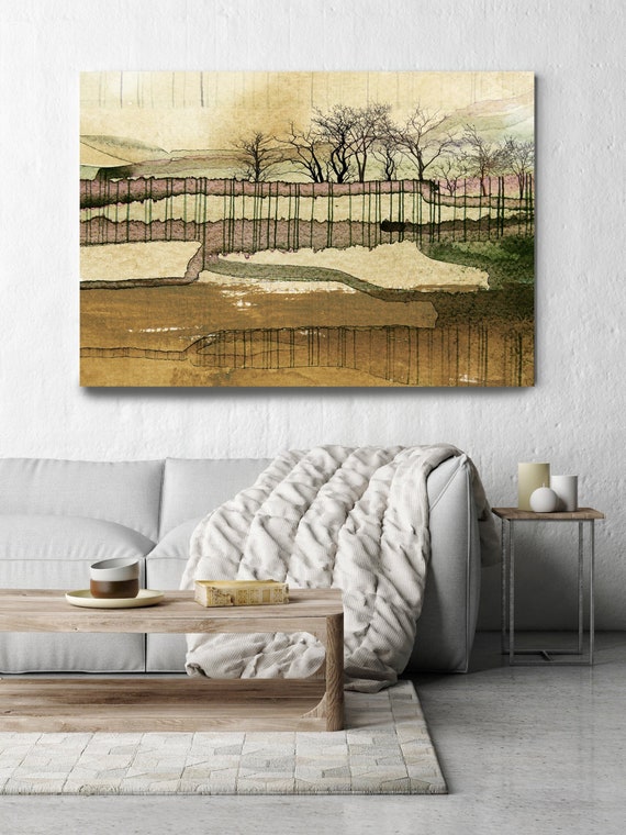 LANDSCAPE PAINTING Original Art, The Landscape Mystery, Impressionistic, Rustic Landscape Painting Canvas Art Print up to 80" by Irena Orlov