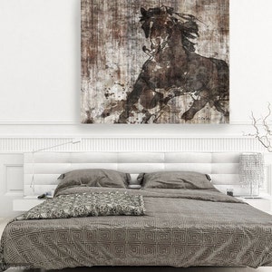 Running Horse. Extra Large Horse, Unique Horse Wall Decor, Brown Rustic Horse, Large Contemporary Canvas Art Print up to 72 by Irena Orlov image 3