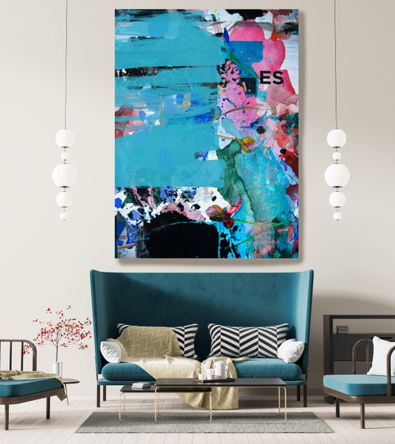 Abstract Blue Pink Painting on Canvas, Extra Large Canvas Print, Oversized Textured Art, Art for Interiors, different from themselves