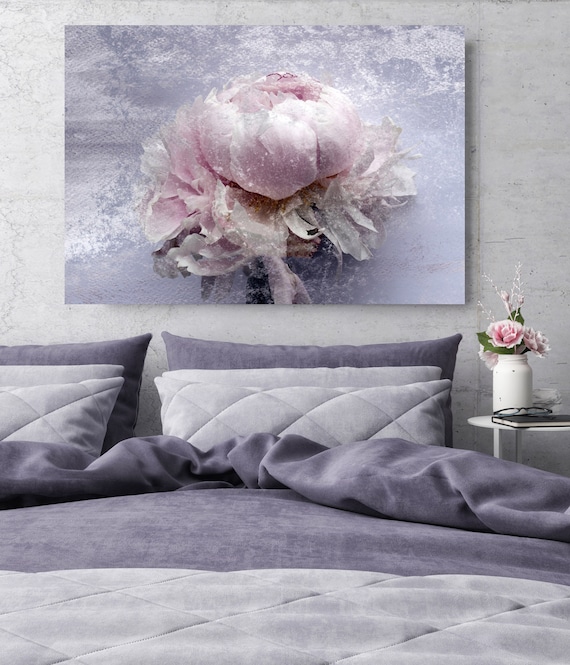 Blush Mauve Rustic Peony, Shabby Pink Gray Rustic Peony Painting, Shabby Chic Blush Peony Painting Canvas Art Print Floral Print Blush Pink