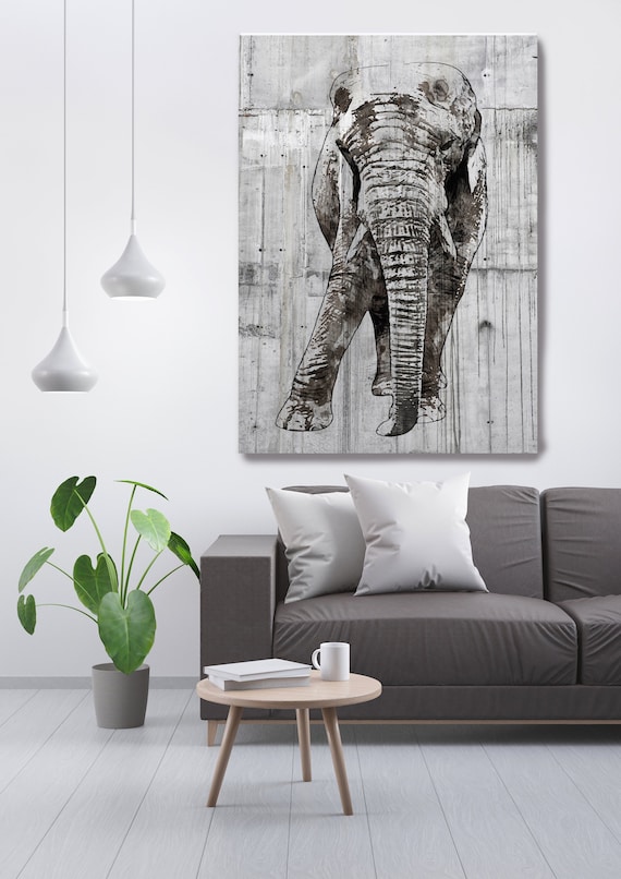 ELEPHANT Portrait, Elephant Canvas ART PRINT, elephant print, elephant painting, elephant decor, elephant portrait, animal portrait