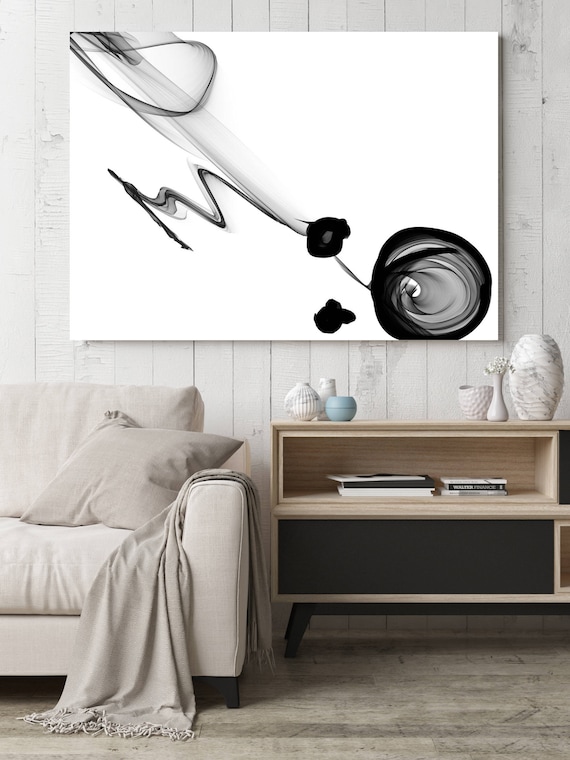 Abstract Black and White Art 2015-01-06-2. Unique Abstract Wall Decor, Large Contemporary Canvas Art Print up to 72" by Irena Orlov