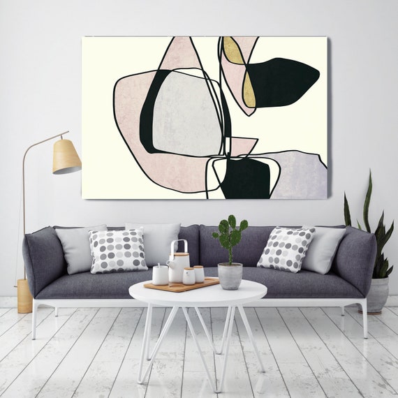 Line Art Modern Pink Black Green Canvas Art Print Scandinavian print Minimalist abstract Wall decor Minimalist Art Abstract Line Art 15