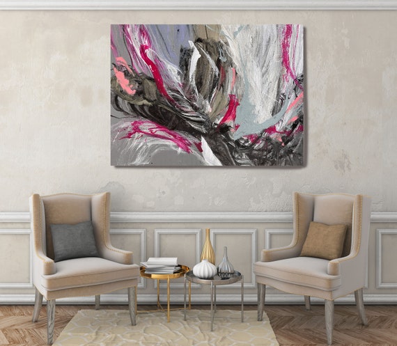 Pink Beige Modern Abstract Wall Art Decor, Abstract Painting Canvas Print, Abstract Painting Art, Wall Art for Home, Abstract Mess