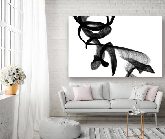 Abstract Expressionism in Black And White 5. Unique Abstract Wall Decor, Large Contemporary Canvas Art Print up to 72" by Irena Orlov