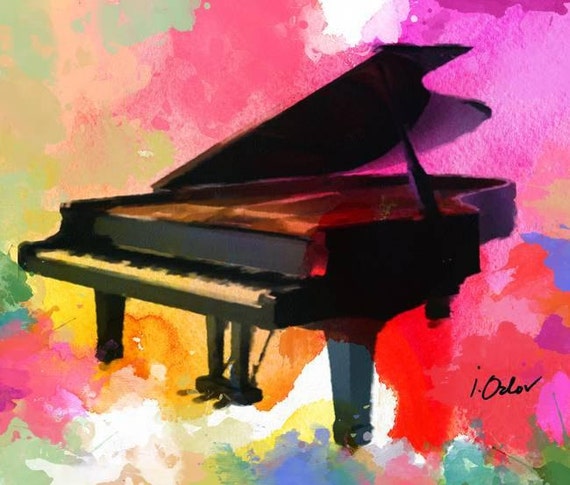 Colorful Piano Large Canvas Art Print, Extra Large Piano Canvas Art up to 60", Colorful Splash Vivid Abstract Piano Art Irena Orlov