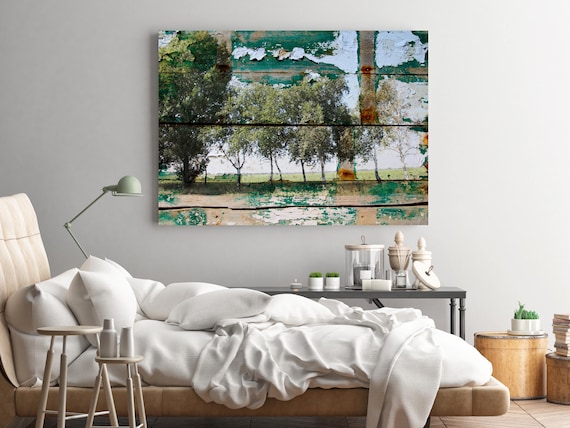 ORL-11603-2 Rustic Landscape 8. Huge Rustic Landscape Painting Canvas Art Print, Extra Large Green Canvas Art Print up to 80" by Irena Orlov