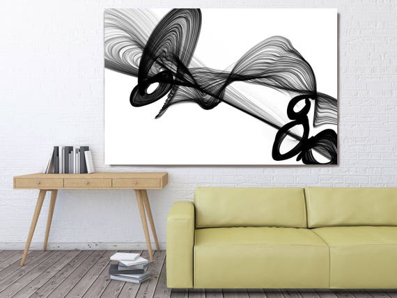 Full of Ideas, Black and White Contemporary Abstract Canvas Art Print, Extra Large BW Contemporary Canvas Art Print up to 72" by Irena Orlov