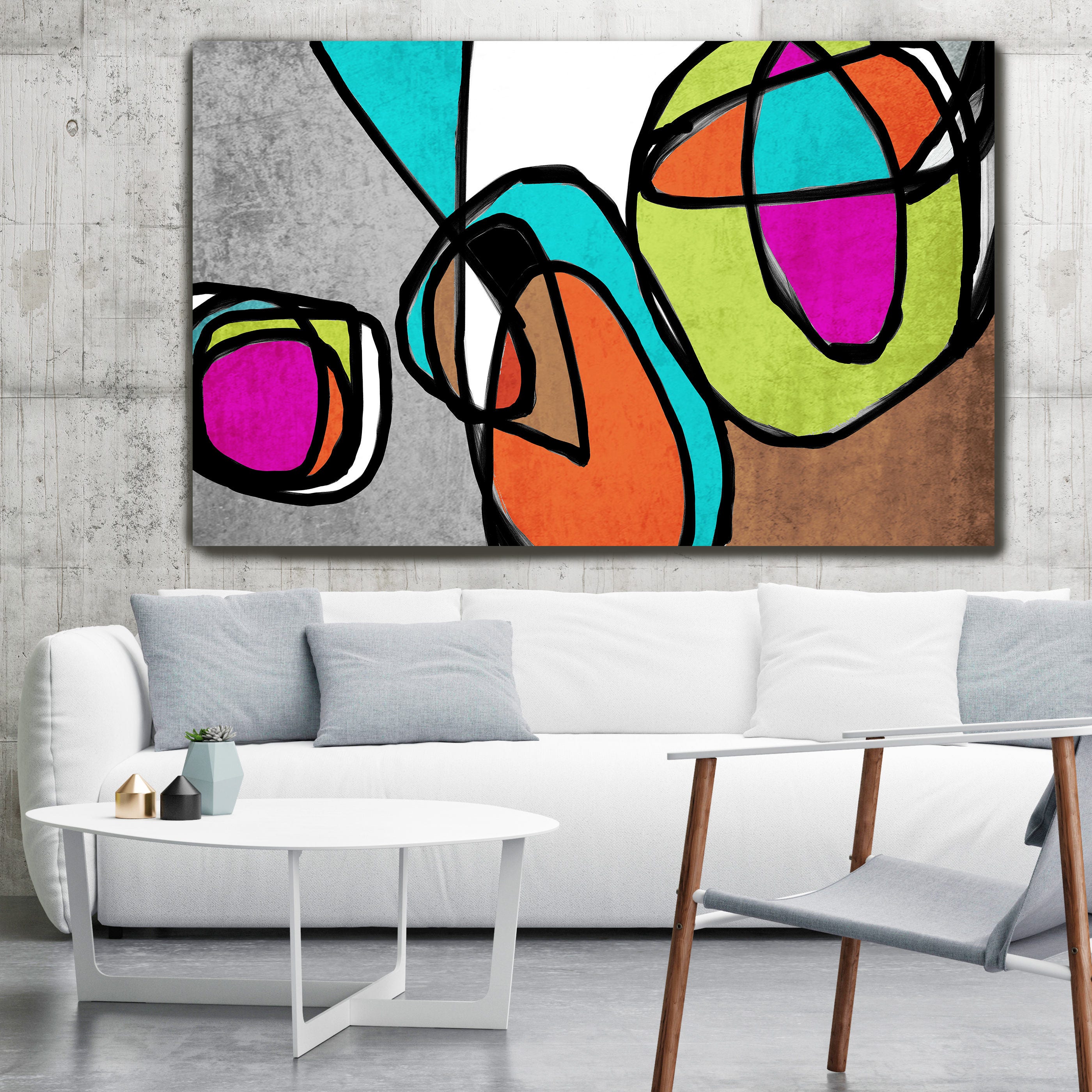 Mid Century Wall Art Abstract Painting Original Mid Century Modern