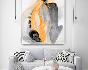 In Love. Watercolor Abstract Yellow Black Canvas Art Print, Watercolor  Painting Print up to 72" by Irena Orlov