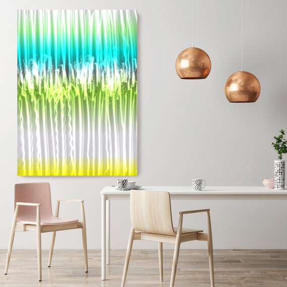 Mysterious Light 18, Neon Blue Green Yellow Contemporary Wall Art, Extra Large New Media Canvas Art Print up to 72" by Irena Orlov