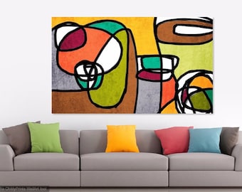 Vibrant Colorful Abstract-0-9. Mid century Modern Art, Mid century Painting , Mid Century Canvas Print, Mid-Century Artwork, Modern Artwork