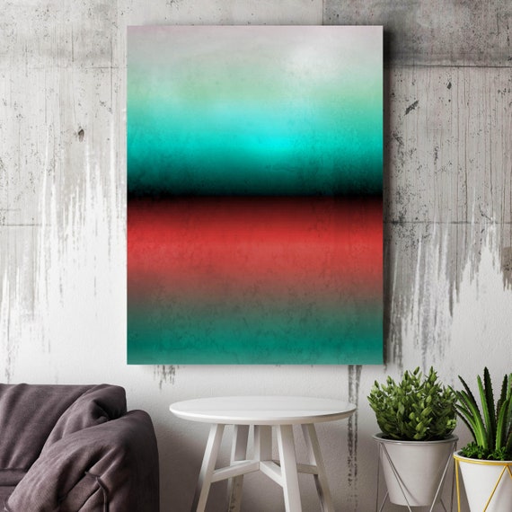 Abstract Minimalist Rothko Inspired 1-28. Abstract Painting Giclee of Original Wall Art, Blue Red Green Large Canvas Art Print up to 72"