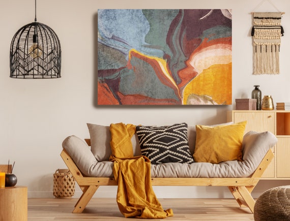 Terracotta Large Abstract Art, Abstract Canvas Print Large Modern Abstract Wall Art, Abstract Painting, the Setting Sun 4