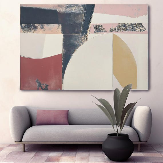 Sculpted Surfaces-1, Abstract Black Beige Painting Print on Canvas, Textured Art, Contemporary Living Room Decor, Office Wall Art