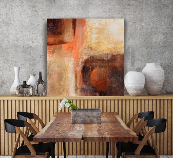 Dune Landscape. Abstract Canvas Art Print, Brown Yellow Abstract Painting, Abstract Art Painting Colorful Art Modern Painting Home Decor