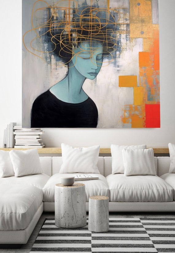 Conceptual Abstract Portrait of Woman 2, Portrait Abstract Art Abstract Face Painting Paradox Portrait Abstract Painting Canvas Print Avatar