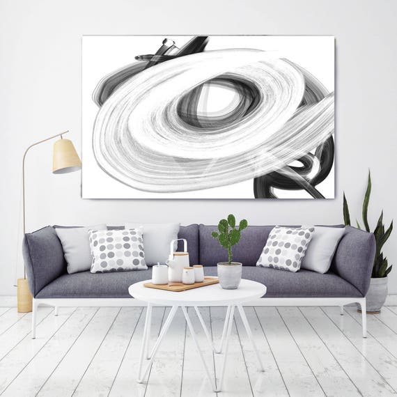 Opening. Abstract Black and White, Contemporary Black and White Painting Print, Large Contemporary Canvas Art Print up to 72" by Irena Orlov