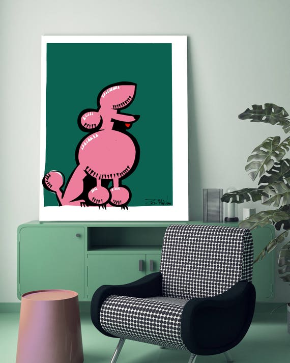 Chloe. Green Pink Puddle Large Kids Canvas Art Print, Wall Decor, Childrens Prints, Kids Art up to 72",  by Zeev Orlov