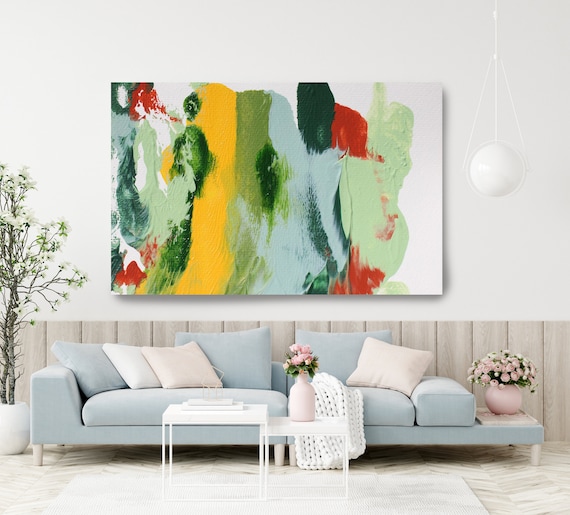 A calm day 7, Green Blue Abstract Painting Modern Art Abstract Painting Extra Large Painting Extra Large Abstract Canvas Print