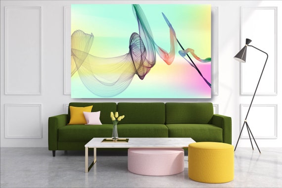 Pink Aqua Abstract Flow Modern Abstract Wall Art Decor Abstract Canvas Print Modern Trendy Wall art Luxury Abstract Painting, Minimalist