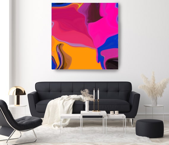 Rhapsody, original art abstract art acrylic painting, Red Yellow canvas painting, extra large wall art, original painting, canvas print