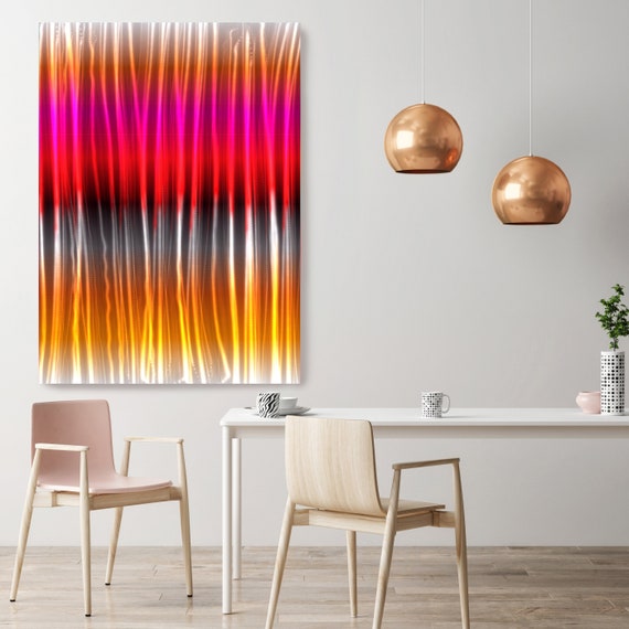 Mysterious Light 17, Neon Black Red Yellow Contemporary Wall Art, Extra Large New Media Canvas Art Print up to 72" by  Irena Orlov