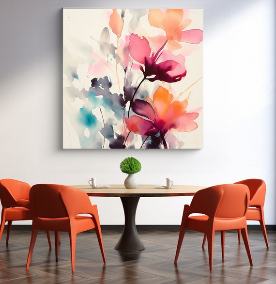 Watercolor Romance-1, Canvas Print | Abstract Floral Canvas | Muted  Wall Decor | Contemporary Watercolor Artwork | Floral Canvas Print
