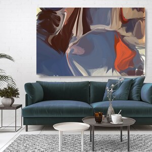 Abstract Wall Art, Orange Blue Abstract Canvas Print, Energy Flow Wall Art, Abstract Art, Contemporary Art, Fair Tone 2