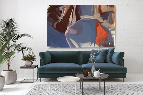 Abstract Wall Art, Orange Blue Abstract Canvas Print, Energy Flow Wall Art, Abstract Art, Contemporary Art, Fair Tone 2