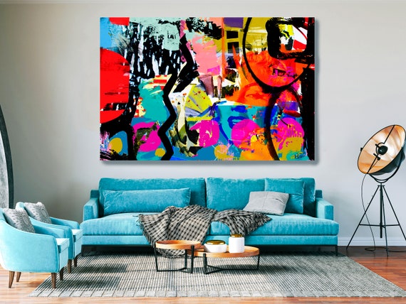 Graffiti Abstract Canvas, Street Art Painting Print on Canvas, Large Canvas Print, Urban Artwork Canvas Print, Intuitive Senses