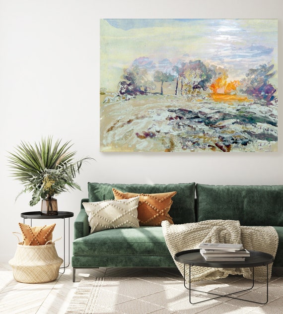 Abstract Landscape 1, Green landscape painting Landscape Art Canvas Print Nature Painting